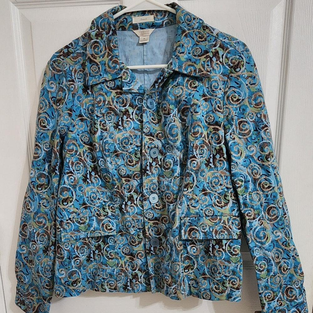 Christopher & Banks Blue Floral Blazer- Sz M